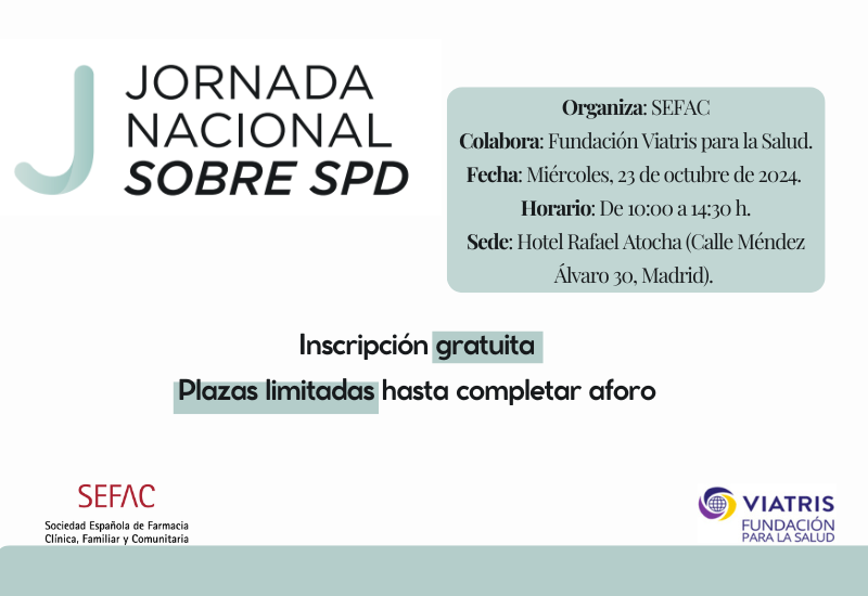 Ya puedes inscribirte a la III Jornada Nacional SEFAC sobre SPD en Madrid (23 de octubre, gratuita, aforo limitado)